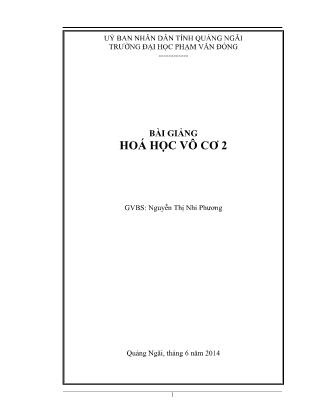 Bài giảng Hoá học vô cơ 2