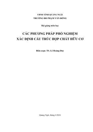 Bài giảng môn học Các phương pháp phổ nghiệm xác định cấu trúc hợp chất hữu cơ