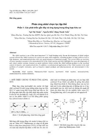 Hóa học - Phản ứng aldol chọn lọc lập thể