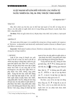 Luật mạnh số lớn đối với dãy các phần tử ngẫu nhiên đa trị, M - Phụ thuộc theo khối