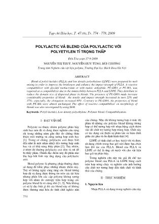 Polylactic và blend của polylactic với polyetylen tứ trọng thấp