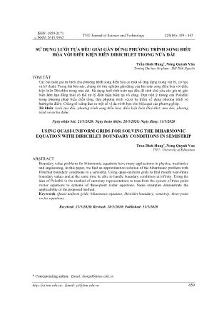 Sử dụng lưới tựa đều giải gần đúng phương trình song điều hòa với điều kiện biên dirichlet trong nửa dải