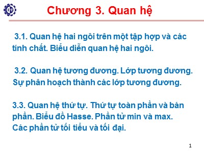 Toán rời rạc - Chương 3: Quan hệ