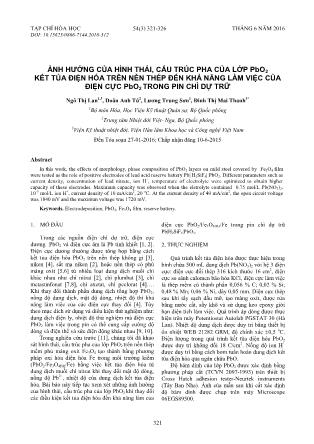 Ảnh hưởng của hình thái, cấu trúc pha của lớp PbO2 kết tủa điện hóa trên nền thép đến khả năng làm việc của điện cực PbO2 trong pin chì dự trữ