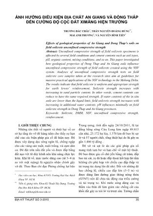 Ảnh hưởng điều kiện địa chất an giang và đồng tháp đến cường độ cọc đất ximăng hiện trường