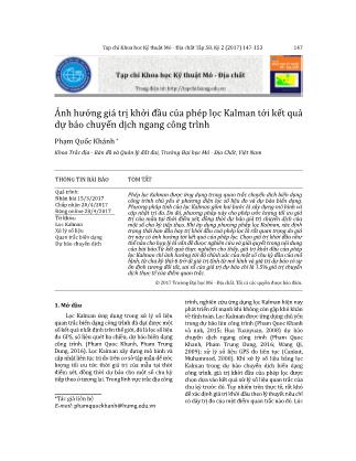 Ảnh hưởng giá trị khởi đầu của phép lọc Kalman tới kết quả dự báo chuyển dịch ngang công trình