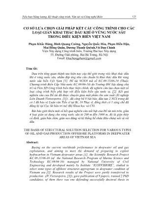 Cơ sở lựa chọn giải pháp kết cấu công trình cho các loại giàn khai thác dầu khí ở vùng nước sâu trong điều kiện biển Việt Nam