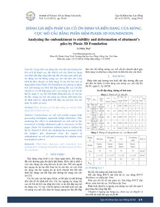 Đánh giá biện pháp gia cố ổn định và biến dạng của móng cọc mố cầu bằng phần mềm Plaxis 3D foundation