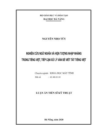 Đề tài Nghiên cứu ngữ nghĩa và hiện tượng nhập nhằng trong Tiếng Việt, tiếp cận xử lý vấn đề viết tắt Tiếng Việt