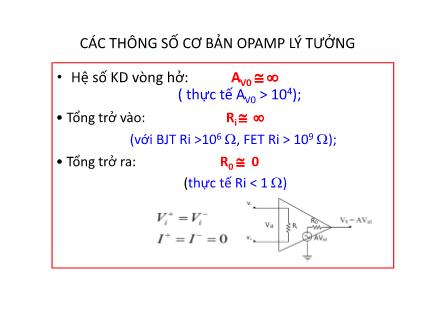 Điện, điện tử - Các thông số cơ bản opamp lý tưởng