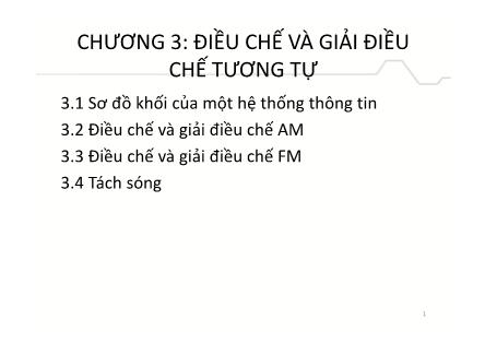 Điện, điện tử - Chương 3: Điều chế và giải điều chế tương tự