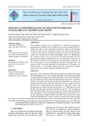 Điện, điện tử - Phân hủy P - Nitrophenol bằng kỹ thuật fenton điện hóa sử dụng điện cực graphit dạng thanh