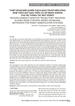 Điện, điện tử - Thiết kế bộ điều khiển thích nghi trượt bền vững bám theo quỹ đạo trên cơ sở mạng nơron cho hệ thống tay máy robot