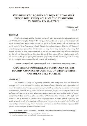 Điện, điện tử - Ứng dụng các bộ biến đổi điện tử công suất trong điều khiển nối lưới cho tuabin gió và nguồn pin mặt trời