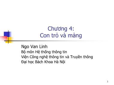 Hệ thống thông tin - Chương 4: Con trỏ và mảng