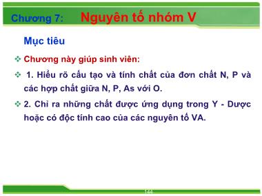 Hóa học - Chương 7: Nguyên tố nhóm V