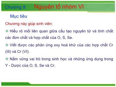 Hóa học - Chương 8: Nguyên tố nhóm VI