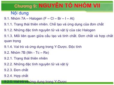 Hóa học - Chương 9: Nguyên tố nhóm VII