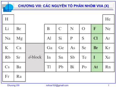 Hóa vô cơ A - Chương VIII: Các nguyên tố phân nhóm VIIA (x)