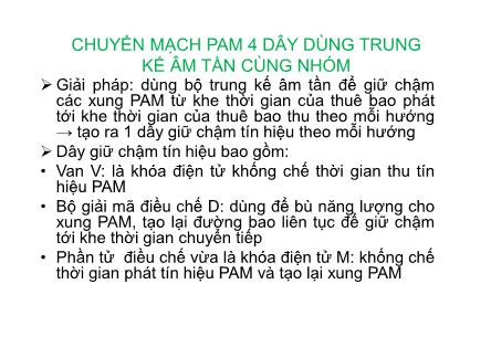 Kĩ thuật chuyển mạch báo hiệu - Chuyển mạch pam 4 dây dùng trung kế âm tần cùng nhóm