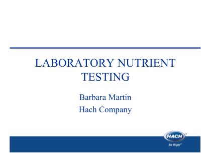 Laboratory nutrient testing