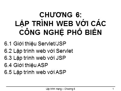 Lập trình ứng dụng web - Chương 6: Lập trình web với các công nghệ phổ biến