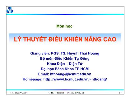 Lí thuyết điều khiển nâng cao - Chương 2: Điều khiển phi tuyến