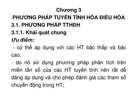 Lí thuyết điều khiển tự động - Chương 3: Phương pháp tuyến tính hóa điều hòa