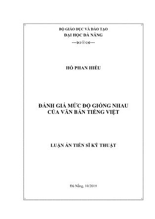 Luận án Đánh giá mức độ giống nhau của văn bản Tiếng Việt