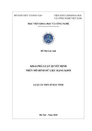 Luận án Khai phá luật quyết định trên mô hình dữ liệu dạng khối