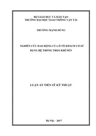 Luận án Nghiên cứu dao động của ô tô khách có sử dụng hệ thống treo khí nén