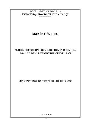 Luận án Nghiên cứu ổn định quỹ đạo chuyển động của đoàn xe sơ mi rơ moóc khi chuyển làn