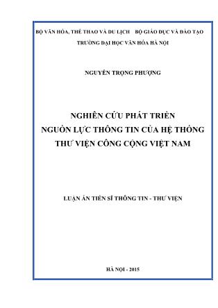 Luận án Nghiên cứu phát triển nguồn lực thông tin của hệ thống thư viện công cộng Việt Nam