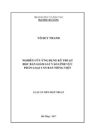 Luận án Nghiên cứu ứng dụng kỹ thuật học bán giám sát vào lĩnh vực phân loại văn bản Tiếng Việt