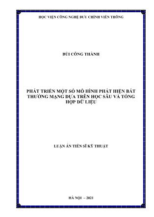 Luận án Phát triển một số mô hình phát hiện bất thường mạng dựa trên học sâu và tổng hợp dữ liệu