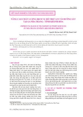 Nâng cao chất lượng dịch vụ hỗ trợ vận tải đường sắt tại ga Nha trang - Tỉnh Khánh Hòa