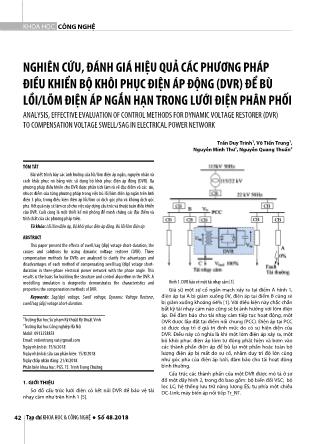 Nghiên cứu, đánh giá hiệu quả các phương pháp điều khiển bộ khôi phục điện áp động (dvr) để bù lồi / lõm điện áp ngắn hạn trong lưới điện phân phối