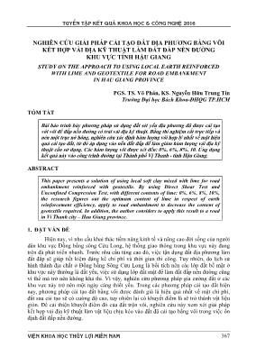 Nghiên cứu giải pháp cải tạo đất địa phương bằng vôi kết hợp vải địa kỹ thuật làm đất đắp nền đường khu vực tỉnh Hậu Giang