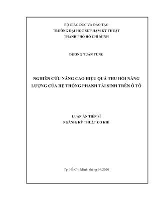 Nghiên cứu nâng cao hiệu quả thu hồi năng lượng của hệ thống phanh tái sinh trên ô tô