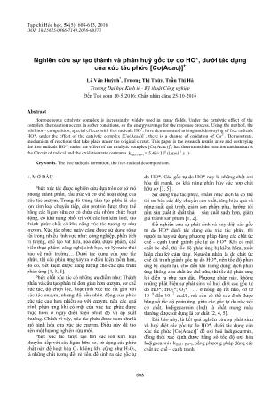 Nghiên cứu sự tạo thành và phân huỷ gốc tự do HO*, dưới tác dụng của xúc tác phức [Co(Acac)]+