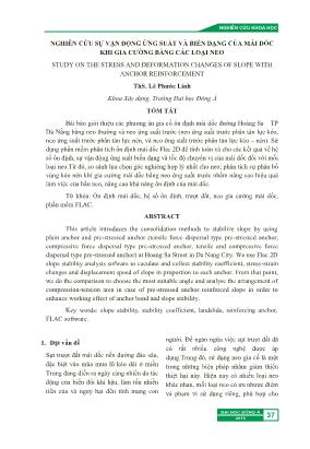 Nghiên cứu sự vận động ứng suất và biến dạng của mái dốc khi gia cường bằng các loại neo