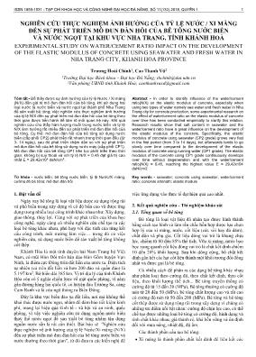 Nghiên cứu thực nghiệm ảnh hưởng của tỷ lệ nước / xi măng đến sự phát triển mô đun đàn hồi của bê tông nước biển và nước ngọt tại khu vực Nha trang, tỉnh Khánh Hoà