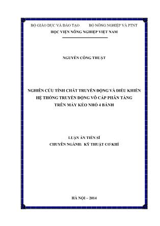 Nghiên cứu tính chất truyền động và điều khiển hệ thống truyền động vô cấp phân tầng trên máy kéo nhỏ 4 bánh