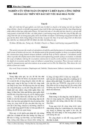 Nghiên cứu tính toán ổn định và biến dạng công trình hố đào sâu trên nền đất sét yếu bảo hoà nước