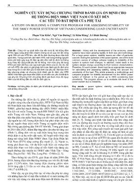 Nghiên cứu xây dựng chương trình đánh giá ổn định cho hệ thống điện 500KV Việt Nam có xét đến các yếu tố bất định của phụ tải