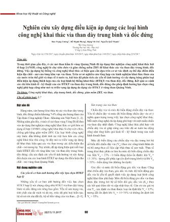 Nghiên cứu xây dựng điều kiện áp dụng các loại hình công nghệ khai thác vỉa than dày trung bình và dốc đứng