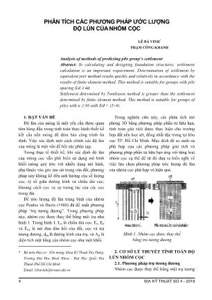 Phân tích các phương pháp ước lượng độ lún của nhóm cọc