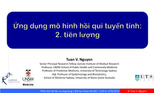 Phân tích dữ liệu và ứng dụng - Ứng dụng mô hình hồi qui tuyến tính - Ứng dụng 3: mô hình tiên lượng (prediction)