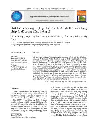 Phát hiện vùng ngập lụt tại Huế từ ảnh SAR đa thời gian bằng phép đo độ tương đồng thống kê