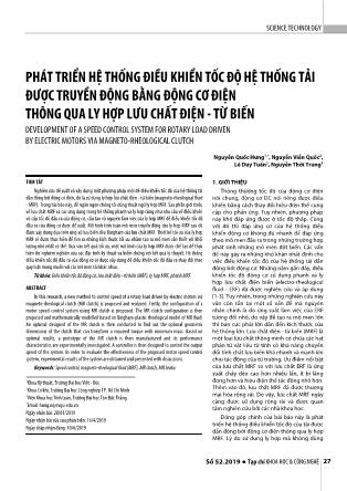 Phát triển hệ thống điều khiển tốc độ hệ thống tải được truyền động bằng động cơ điện thông qua ly hợp lưu chất điện - Từ biến